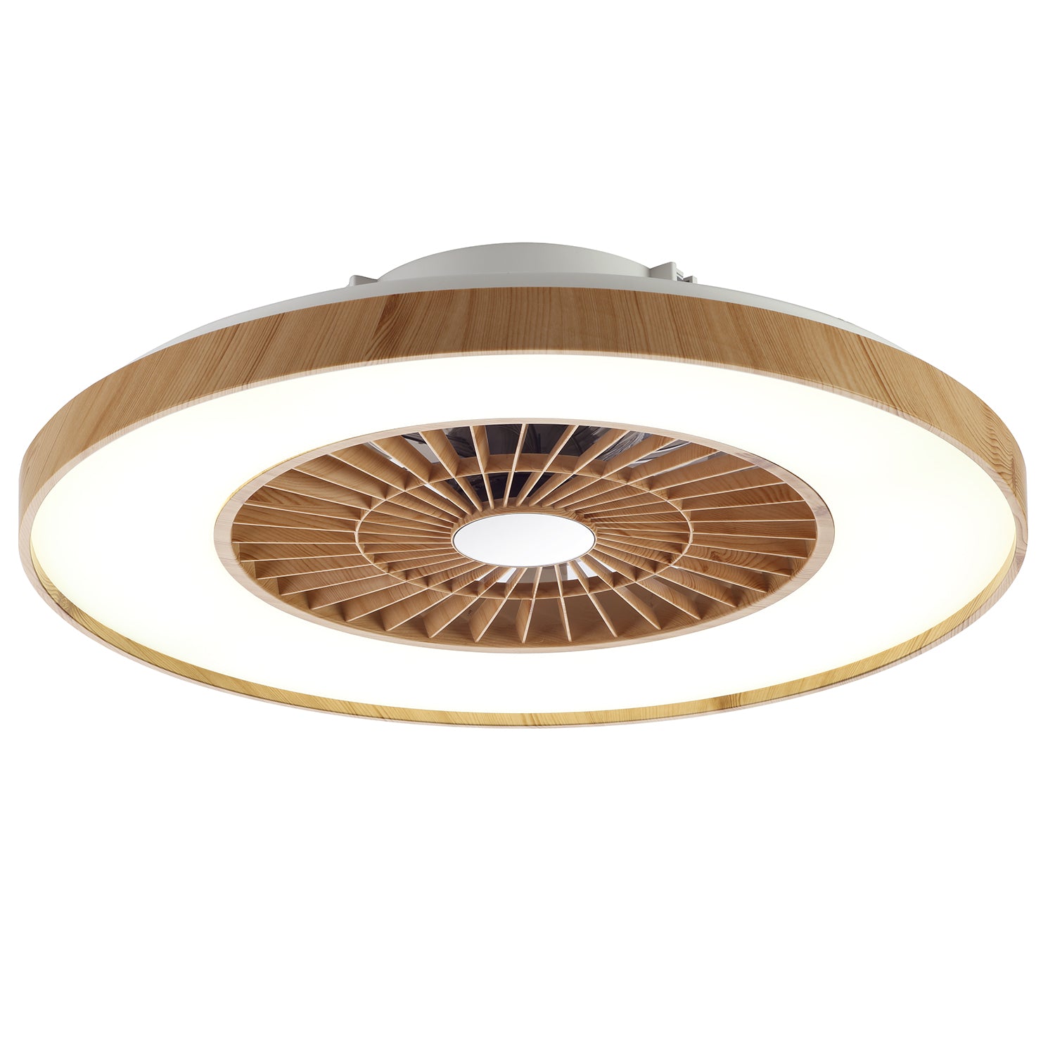 Tuya Smart Control Ceiling Fan Light D:604mm with Wooden Effect Frame
